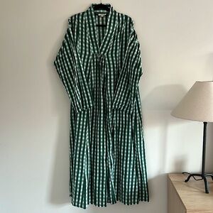 Fragonard (French Brand) Green Plaid Maxi Dress w/Pockets